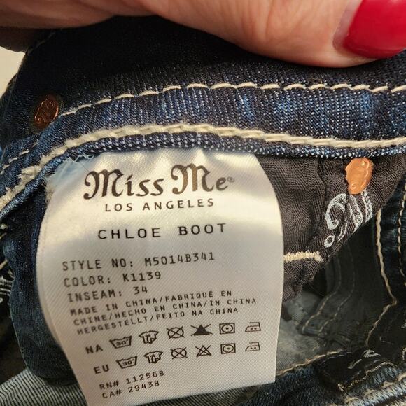 Miss Me Women's Chloe Boot SZ 27 Dark Wash Embroidery Cowgirl Western - Picture 9 of 13